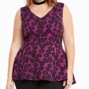 Torrid peplum purple floral print hi low tank top